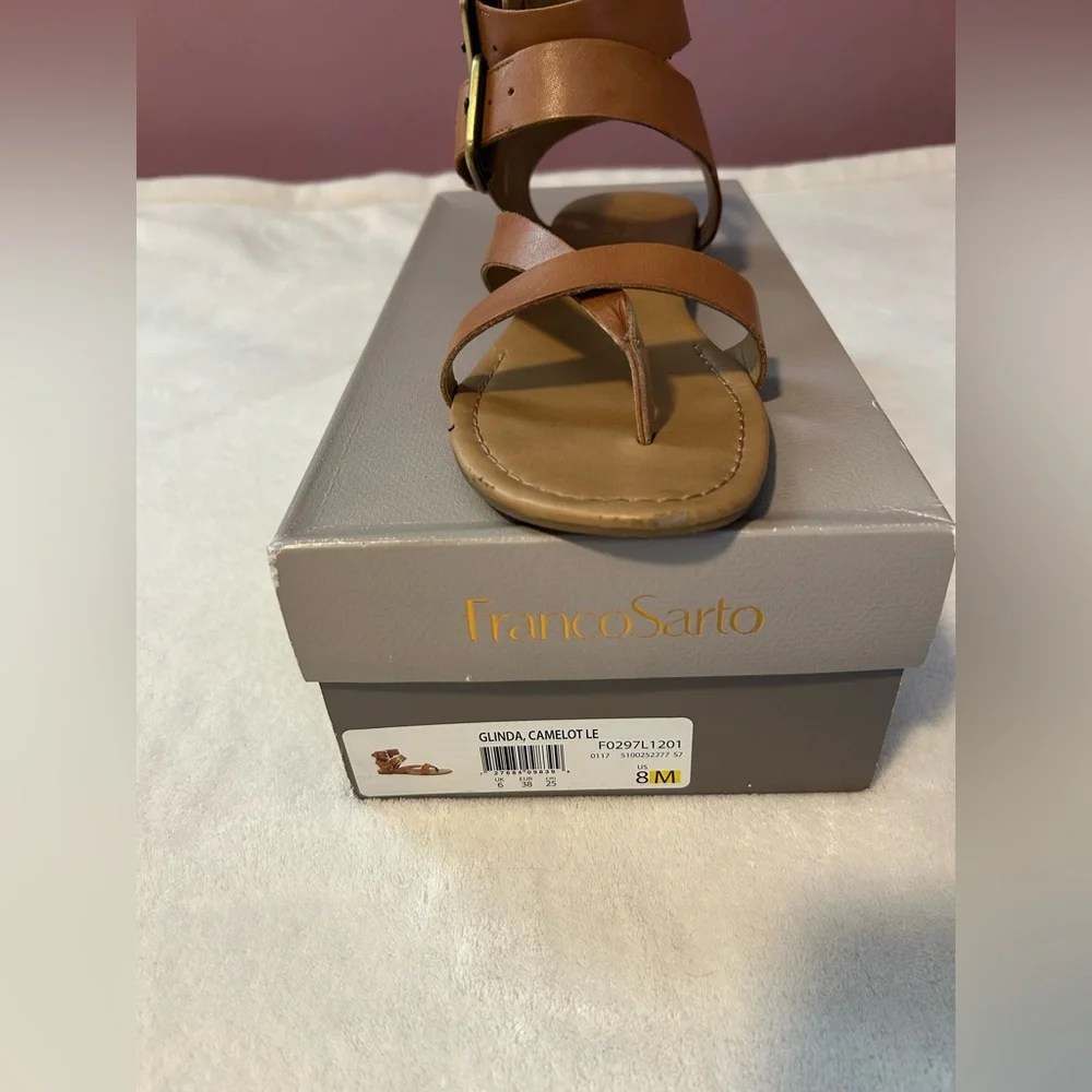 Franco Sarto sandals size 8 womens Glinda Camelot LE brown summer gladiator shoe - Picture 2 of 9